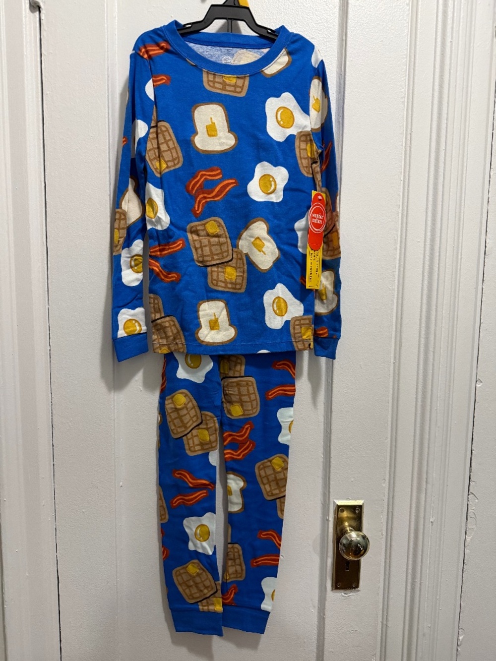 wonder nation Blue Breakfast Print Kids Pajama Set - Waffles, Eggs & Bacon